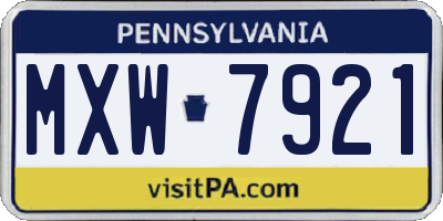 PA license plate MXW7921