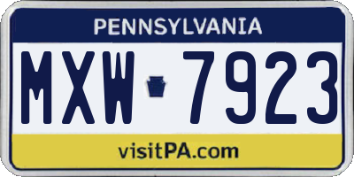 PA license plate MXW7923