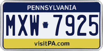 PA license plate MXW7925
