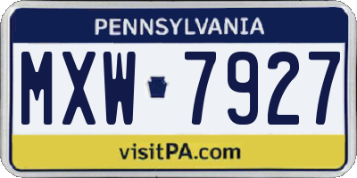 PA license plate MXW7927
