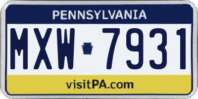 PA license plate MXW7931