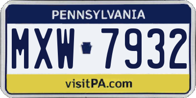 PA license plate MXW7932