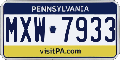 PA license plate MXW7933