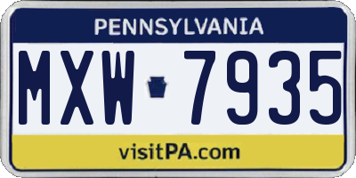 PA license plate MXW7935