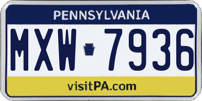 PA license plate MXW7936