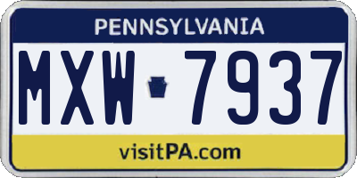 PA license plate MXW7937
