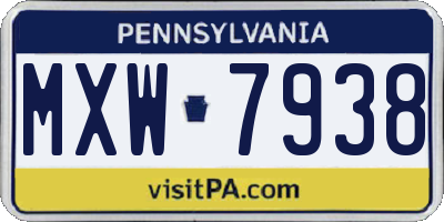 PA license plate MXW7938