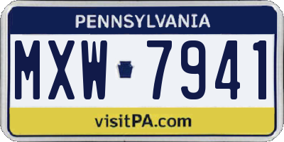 PA license plate MXW7941