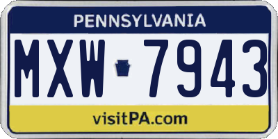 PA license plate MXW7943