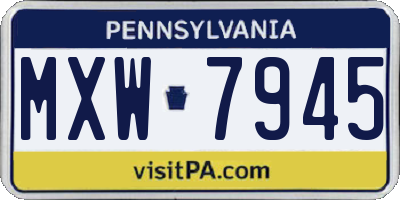PA license plate MXW7945