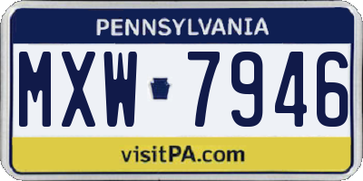PA license plate MXW7946