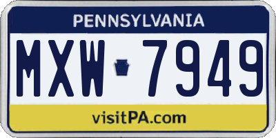 PA license plate MXW7949