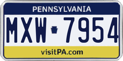 PA license plate MXW7954
