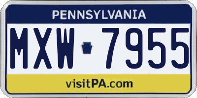 PA license plate MXW7955