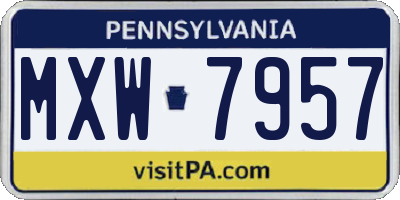 PA license plate MXW7957