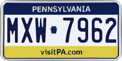 PA license plate MXW7962