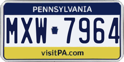 PA license plate MXW7964