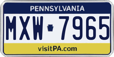 PA license plate MXW7965
