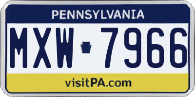 PA license plate MXW7966