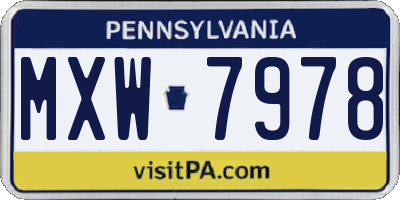 PA license plate MXW7978
