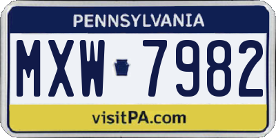 PA license plate MXW7982