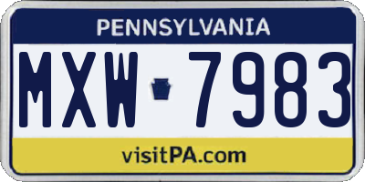 PA license plate MXW7983