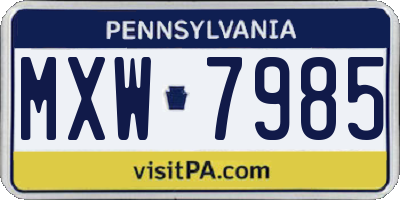 PA license plate MXW7985