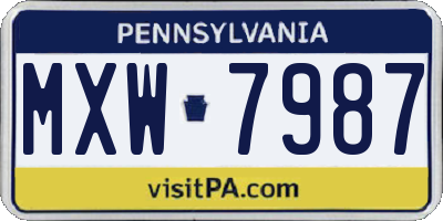 PA license plate MXW7987