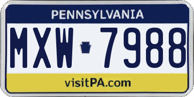 PA license plate MXW7988