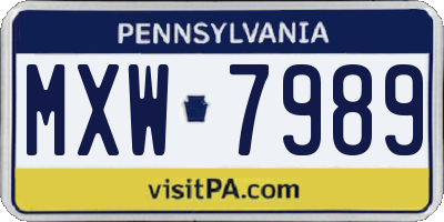 PA license plate MXW7989