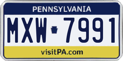 PA license plate MXW7991