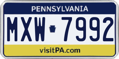 PA license plate MXW7992