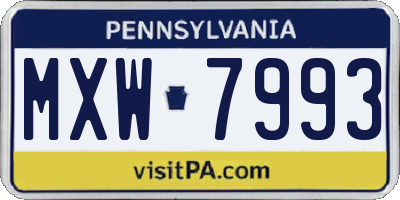 PA license plate MXW7993