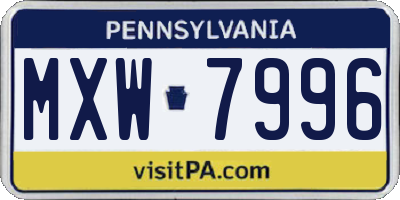 PA license plate MXW7996