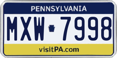 PA license plate MXW7998