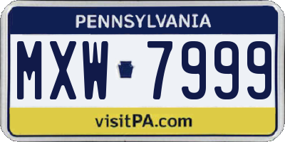 PA license plate MXW7999