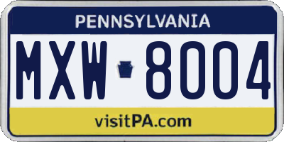 PA license plate MXW8004