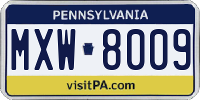 PA license plate MXW8009