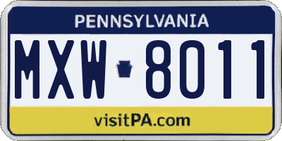 PA license plate MXW8011