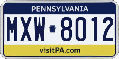 PA license plate MXW8012
