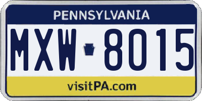 PA license plate MXW8015