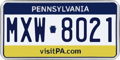 PA license plate MXW8021