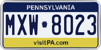 PA license plate MXW8023