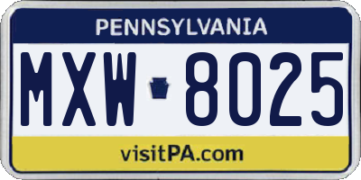 PA license plate MXW8025