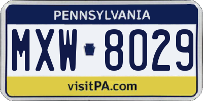PA license plate MXW8029
