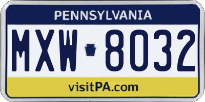 PA license plate MXW8032