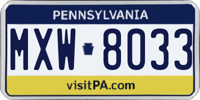 PA license plate MXW8033