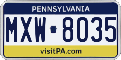 PA license plate MXW8035