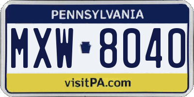 PA license plate MXW8040