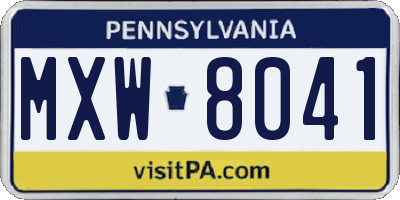 PA license plate MXW8041
